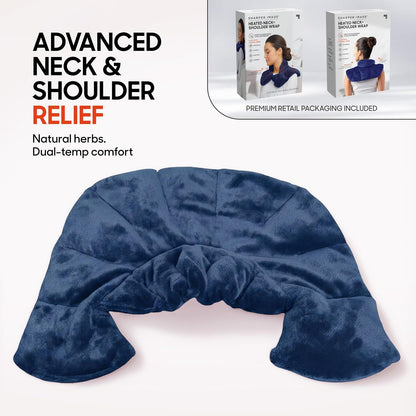 Heated Neck & Shoulder Wrap - Microwavable Warm & Cooling Plush Pad, Scented Aromatherapy (100% Natural Lavender & Herb Spa Blend), Pain Tension Headache Relief Therapy, Gift for Women