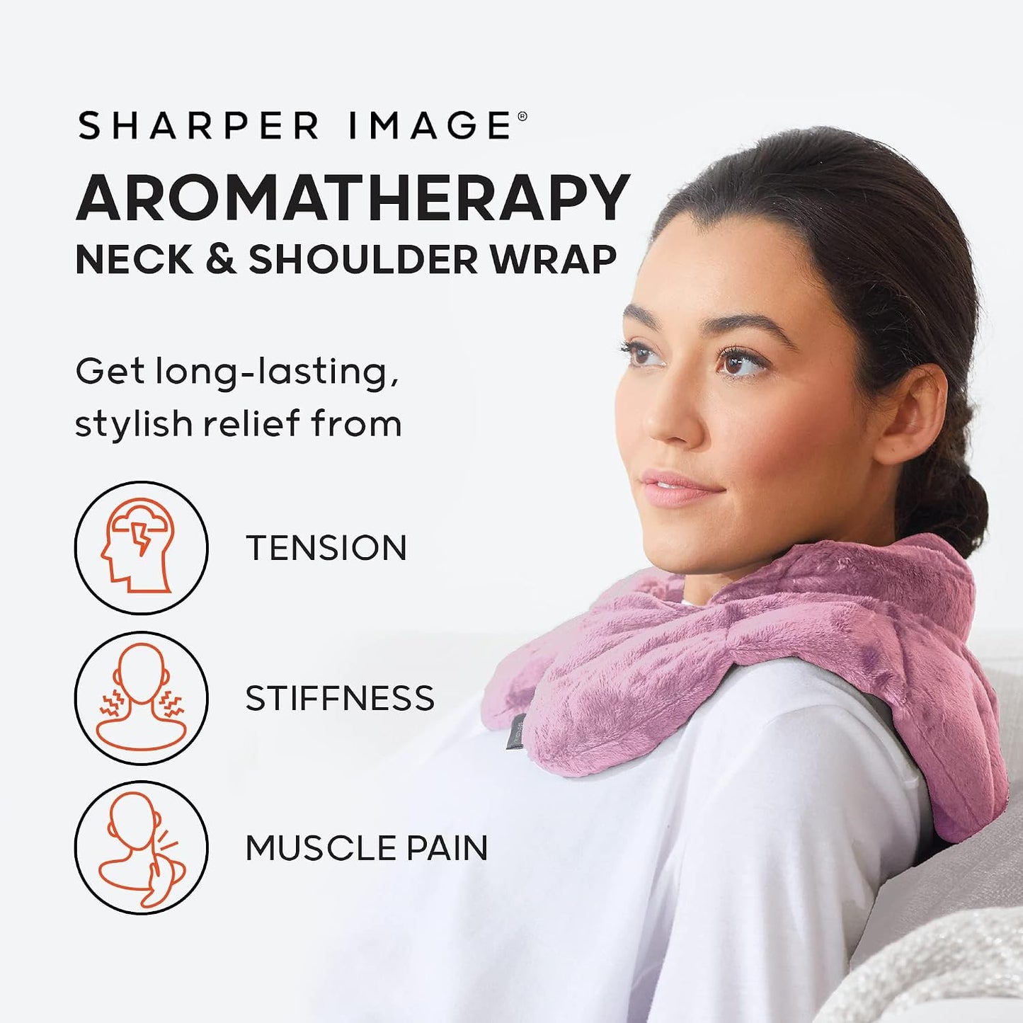 Heated Neck & Shoulder Wrap - Microwavable Warm & Cooling Plush Pad, Scented Aromatherapy (100% Natural Lavender & Herb Spa Blend), Pain Tension Headache Relief Therapy, Gift for Women