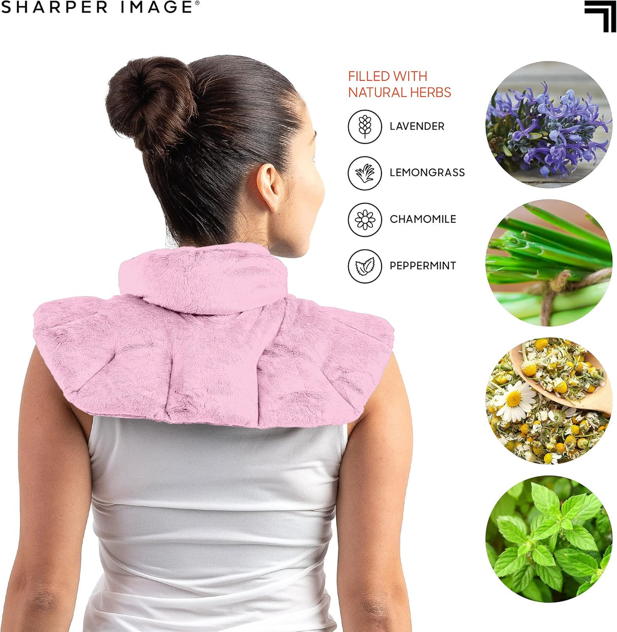 Heated Neck & Shoulder Wrap - Microwavable Warm & Cooling Plush Pad, Scented Aromatherapy (100% Natural Lavender & Herb Spa Blend), Pain Tension Headache Relief Therapy, Gift for Women