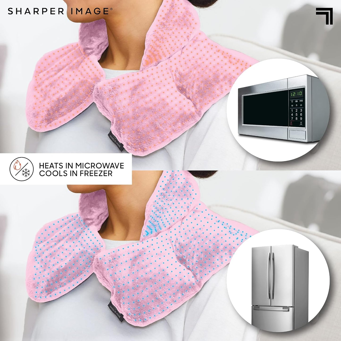 Heated Neck & Shoulder Wrap - Microwavable Warm & Cooling Plush Pad, Scented Aromatherapy (100% Natural Lavender & Herb Spa Blend), Pain Tension Headache Relief Therapy, Gift for Women