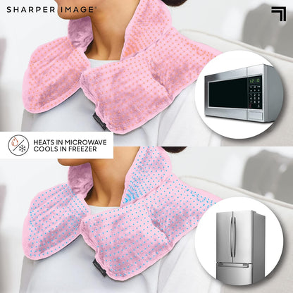 Heated Neck & Shoulder Wrap - Microwavable Warm & Cooling Plush Pad, Scented Aromatherapy (100% Natural Lavender & Herb Spa Blend), Pain Tension Headache Relief Therapy, Gift for Women