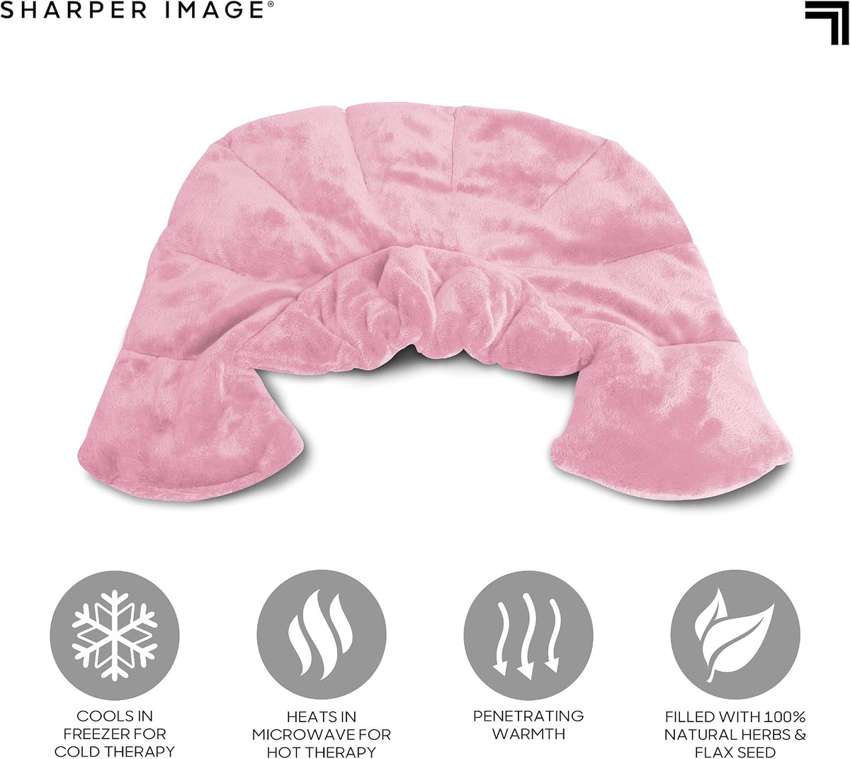 Heated Neck & Shoulder Wrap - Microwavable Warm & Cooling Plush Pad, Scented Aromatherapy (100% Natural Lavender & Herb Spa Blend), Pain Tension Headache Relief Therapy, Gift for Women