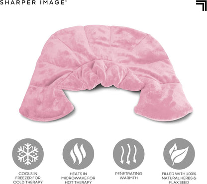 Heated Neck & Shoulder Wrap - Microwavable Warm & Cooling Plush Pad, Scented Aromatherapy (100% Natural Lavender & Herb Spa Blend), Pain Tension Headache Relief Therapy, Gift for Women