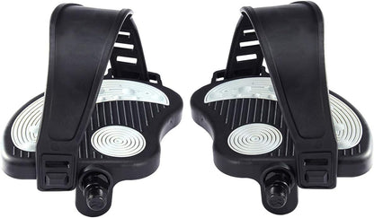 Exercise Bike Pedals with Straps, 9/16" Stationary Recumbent Bike Pedals for Indoor Exercycle Bike,Spin Bike,Toe Cages for Peloton Bike, 1 Pair