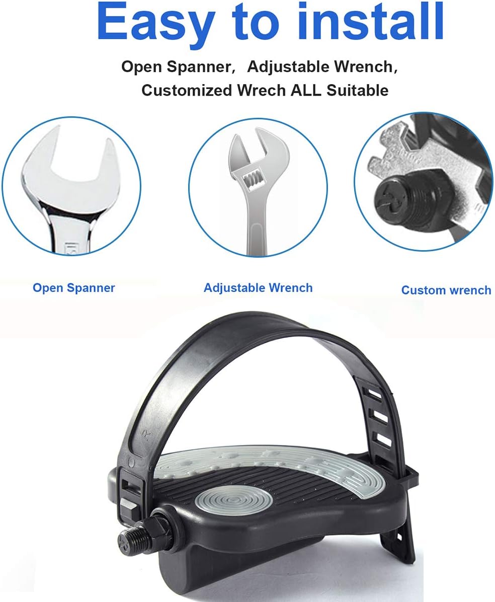 Exercise Bike Pedals with Straps, 9/16" Stationary Recumbent Bike Pedals for Indoor Exercycle Bike,Spin Bike,Toe Cages for Peloton Bike, 1 Pair