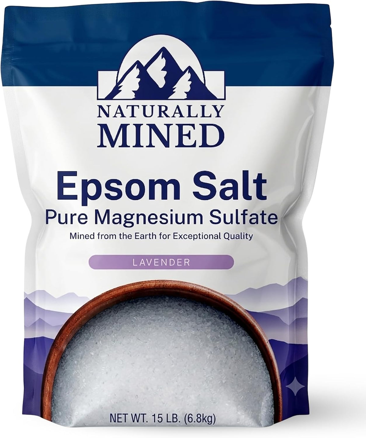 Naturally Mined Lavender Epsom Salt Bath Soak Pure Magnesium Sulfate, 15 lb