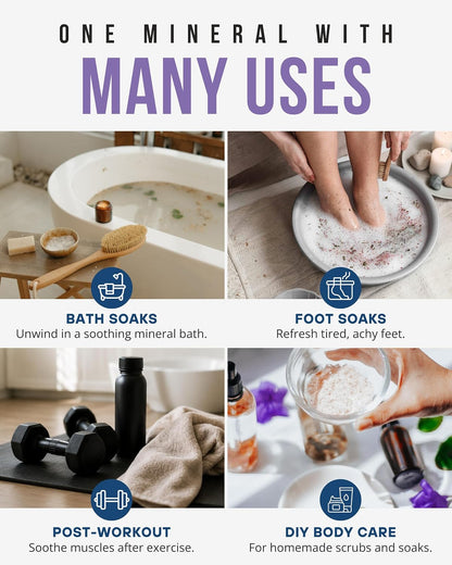 Naturally Mined Lavender Epsom Salt Bath Soak Pure Magnesium Sulfate, 15 lb