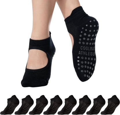 CoolMate Pilates Socks with Grips for Women, Non Slip Yoga Socks - Colors B
