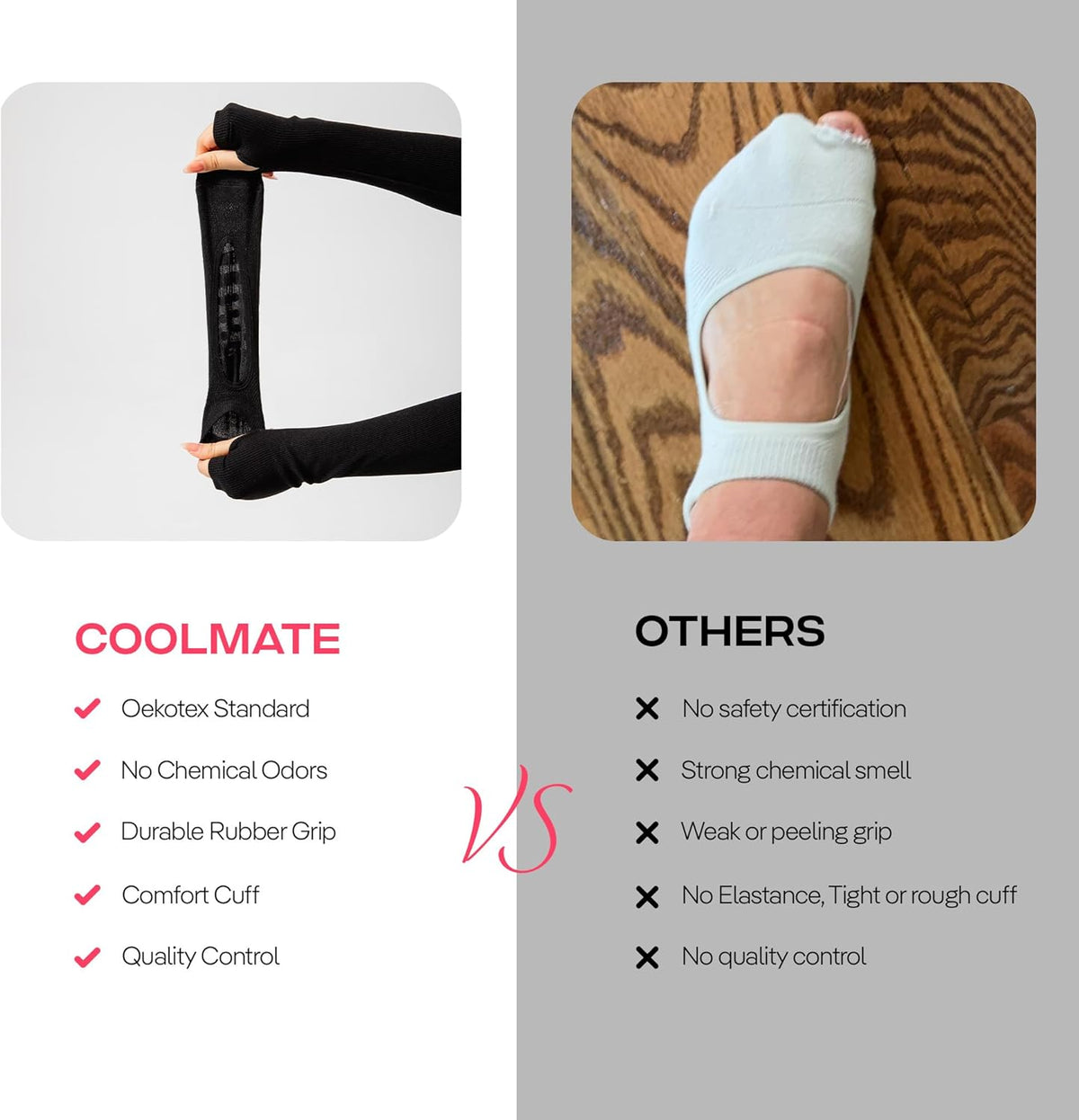 CoolMate Pilates Socks with Grips for Women, Non Slip Yoga Socks - Colors B