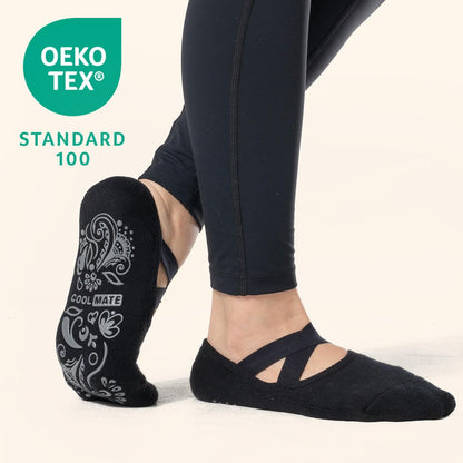 CoolMate Pilates Socks with Grips for Women, Non Slip Yoga Socks - Colors B