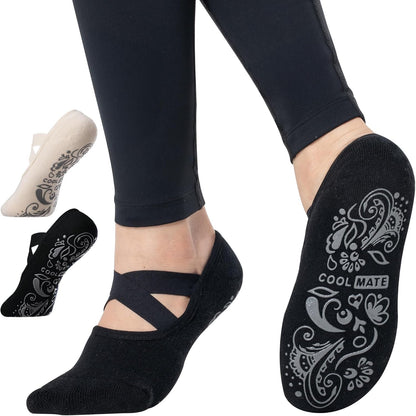 CoolMate Pilates Socks with Grips for Women, Non Slip Yoga Socks - Colors B