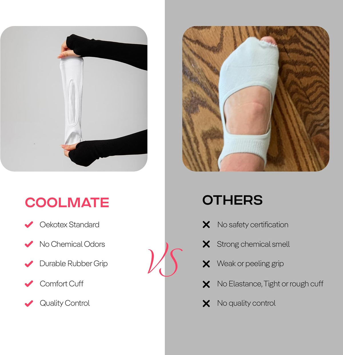 CoolMate Pilates Socks with Grips for Women, Non Slip Yoga Socks - Colors B