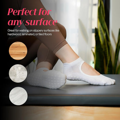 CoolMate Pilates Socks with Grips for Women, Non Slip Yoga Socks - Colors B