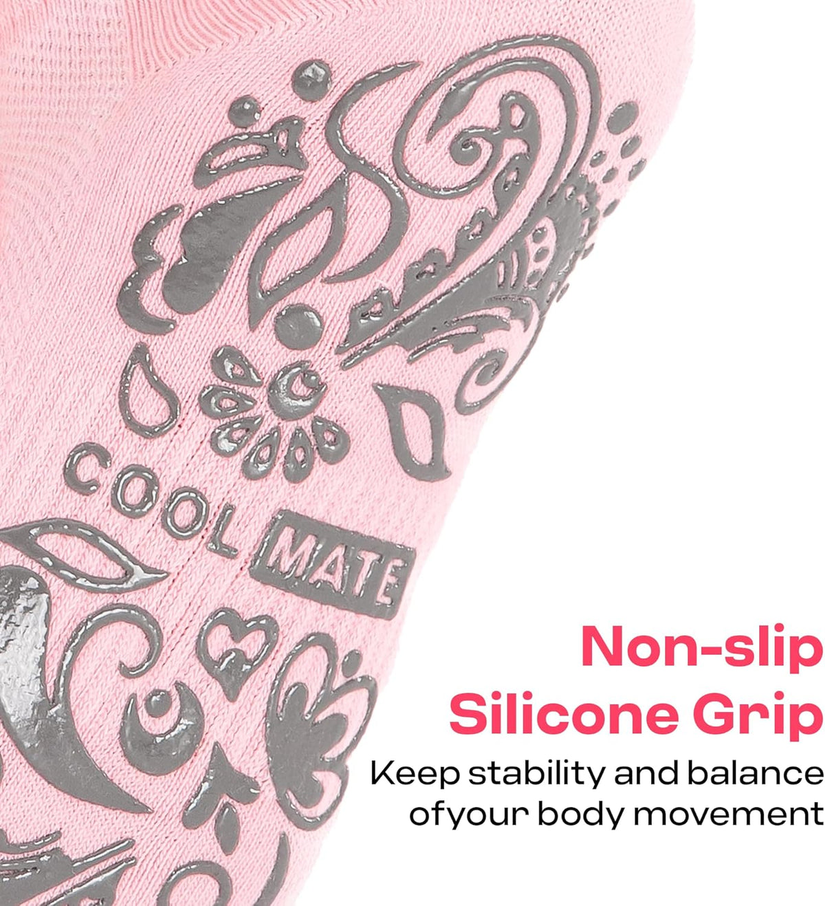CoolMate Pilates Socks with Grips for Women, Non Slip Yoga Socks - Colors B