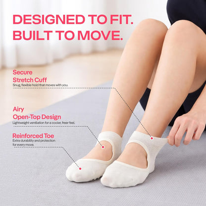 CoolMate Pilates Socks with Grips for Women, Non Slip Yoga Socks - Colors B