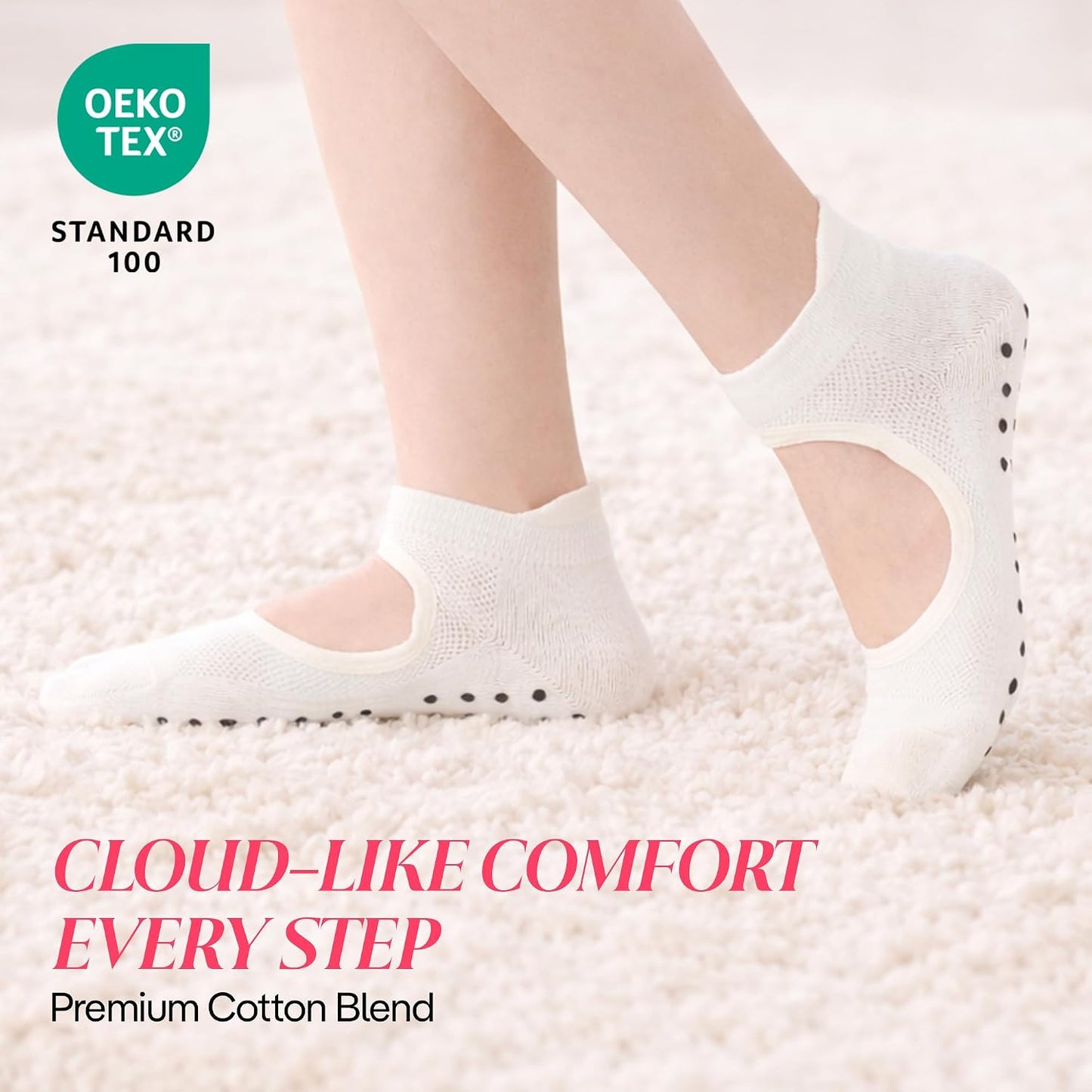 CoolMate Pilates Socks with Grips for Women, Non Slip Yoga Socks - Colors B