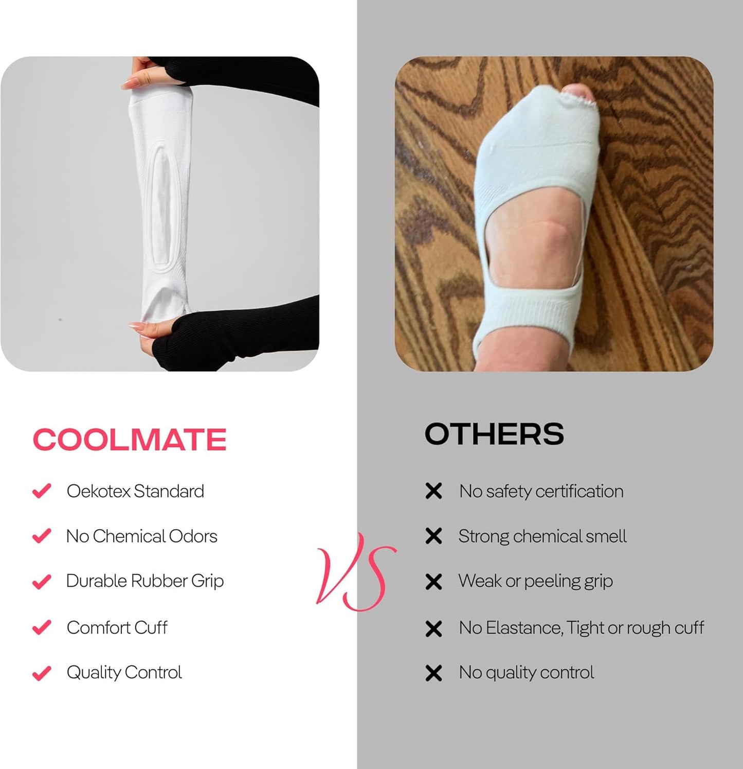CoolMate Pilates Socks with Grips for Women, Non Slip Yoga Socks - Colors B