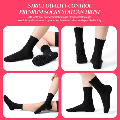 CoolMate Pilates Socks with Grips for Women, Non Slip Yoga Socks - Colors B