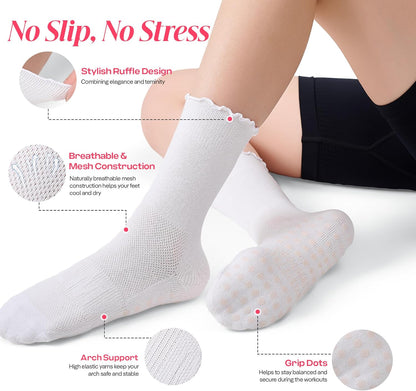 CoolMate Pilates Socks with Grips for Women, Non Slip Yoga Socks - Colors B