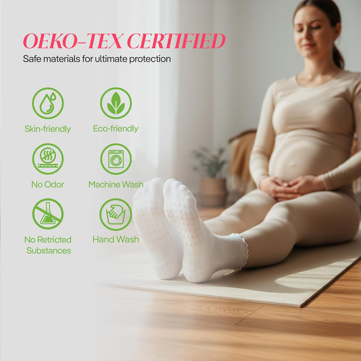 CoolMate Pilates Socks with Grips for Women, Non Slip Yoga Socks - Colors B