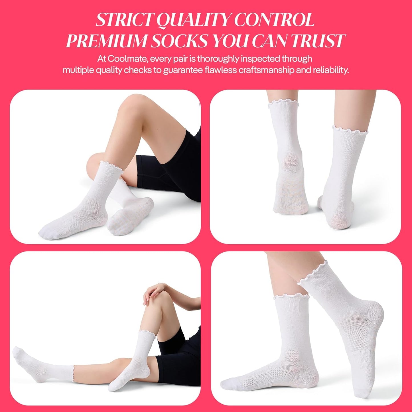 CoolMate Pilates Socks with Grips for Women, Non Slip Yoga Socks - Colors B