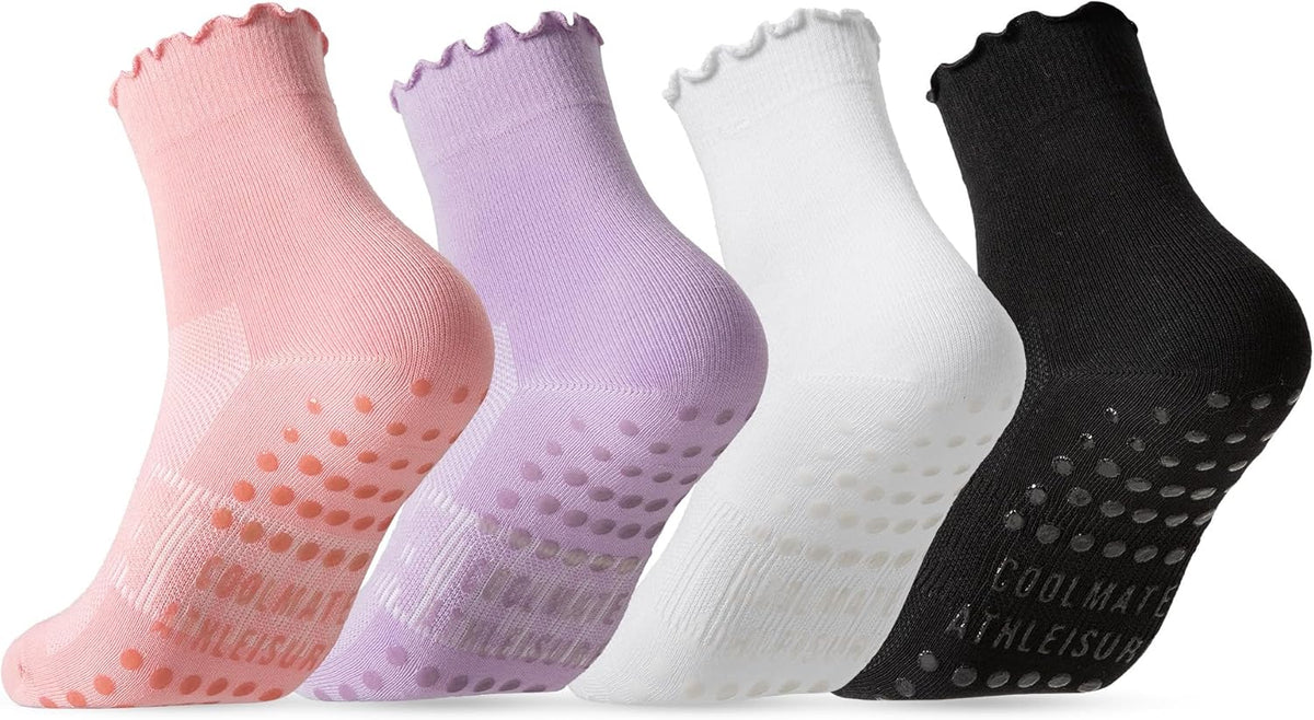 CoolMate Pilates Socks with Grips for Women, Non Slip Yoga Socks - Colors B