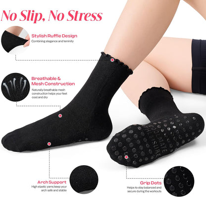 CoolMate Pilates Socks with Grips for Women, Non Slip Yoga Socks - Colors B