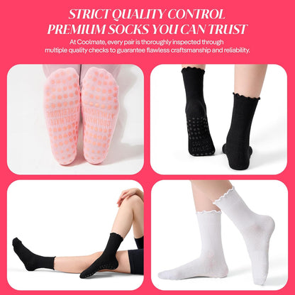 CoolMate Pilates Socks with Grips for Women, Non Slip Yoga Socks - Colors B