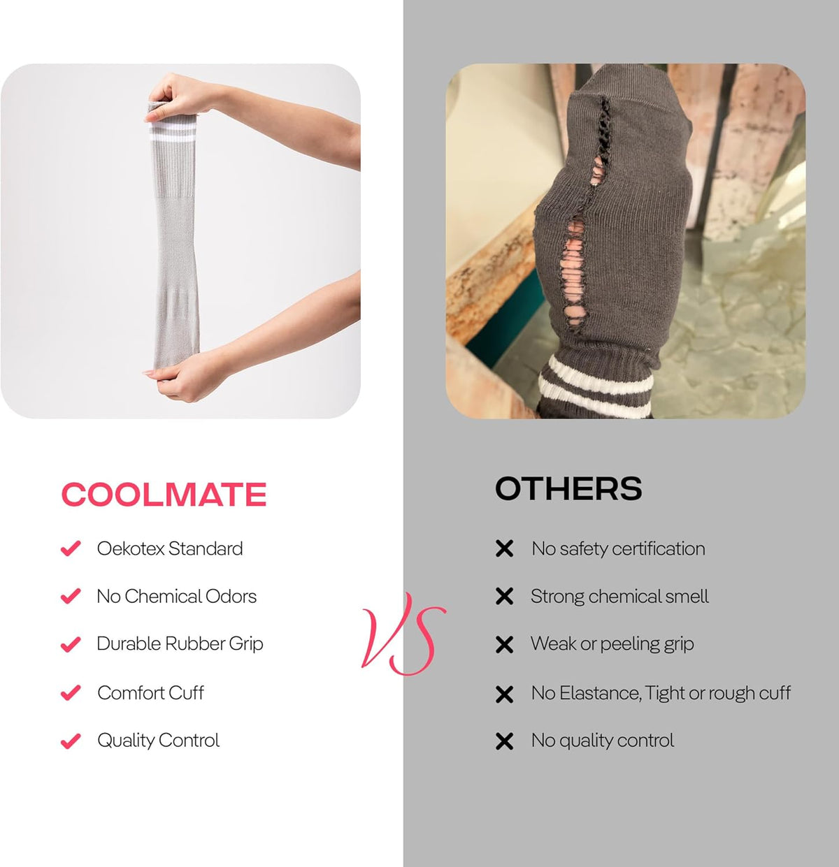 CoolMate Pilates Socks with Grips for Women, Non Slip Yoga Socks - Colors B
