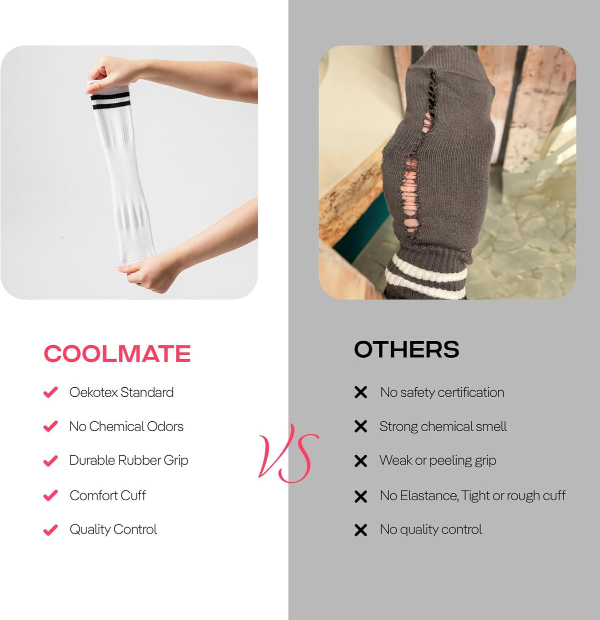 CoolMate Pilates Socks with Grips for Women, Non Slip Yoga Socks - Colors B