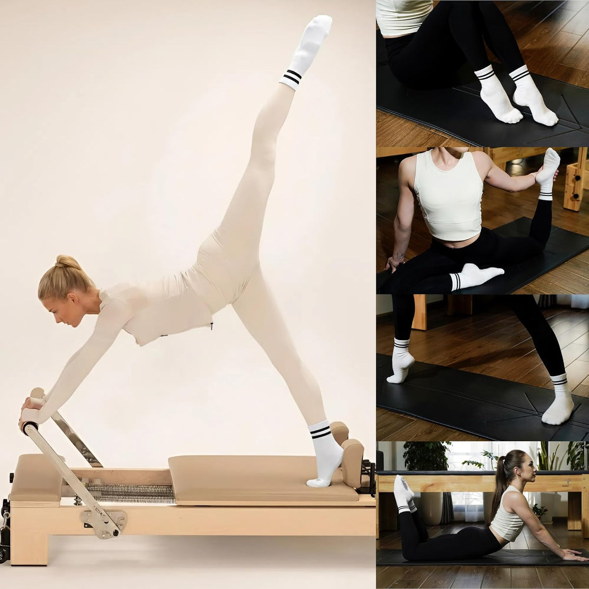 CoolMate Pilates Socks with Grips for Women, Non Slip Yoga Socks - Colors B