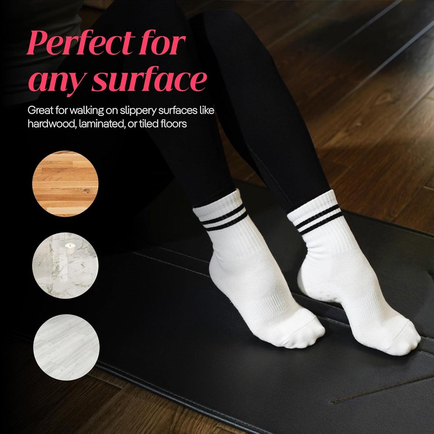 CoolMate Pilates Socks with Grips for Women, Non Slip Yoga Socks - Colors B