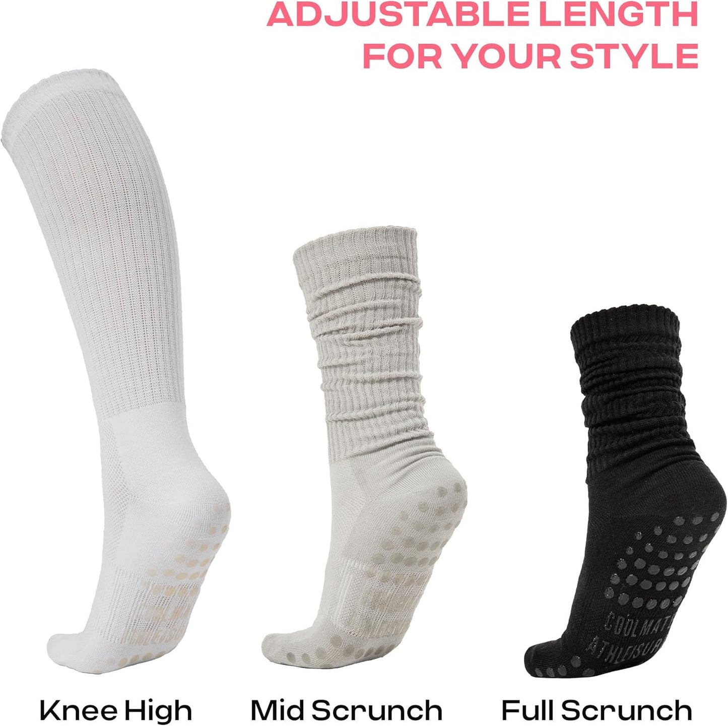CoolMate Pilates Socks with Grips for Women, Non Slip Yoga Socks - Colors B