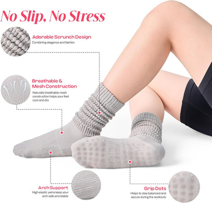 CoolMate Pilates Socks with Grips for Women, Non Slip Yoga Socks - Colors B