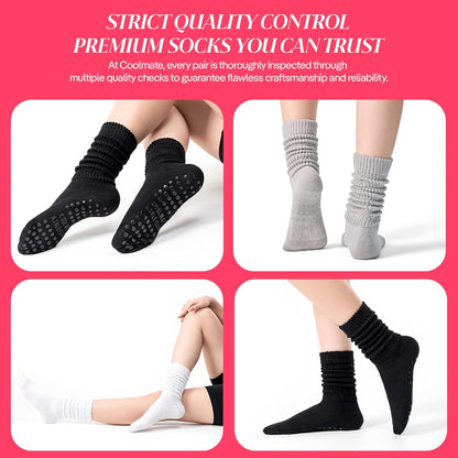 CoolMate Pilates Socks with Grips for Women, Non Slip Yoga Socks - Colors B