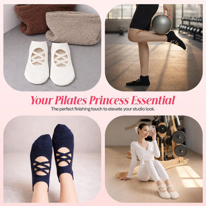 CoolMate Pilates Socks with Grips for Women, Non Slip Yoga Socks - Colors B