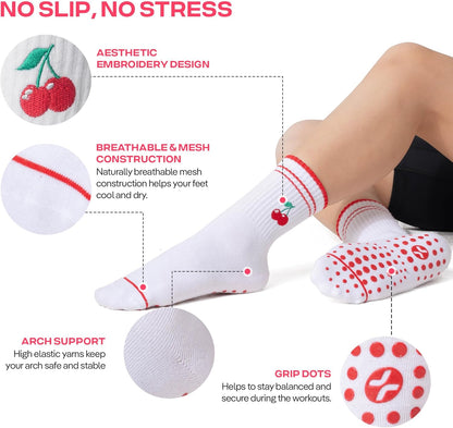 CoolMate Pilates Socks with Grips for Women, Non Slip Yoga Socks - Colors B