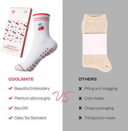 CoolMate Pilates Socks with Grips for Women, Non Slip Yoga Socks - Colors B