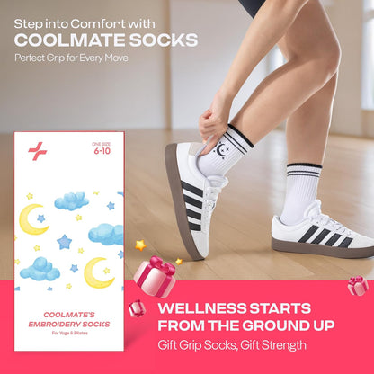 CoolMate Pilates Socks with Grips for Women, Non Slip Yoga Socks - Colors B