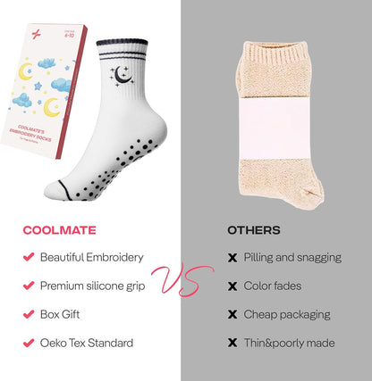 CoolMate Pilates Socks with Grips for Women, Non Slip Yoga Socks - Colors B