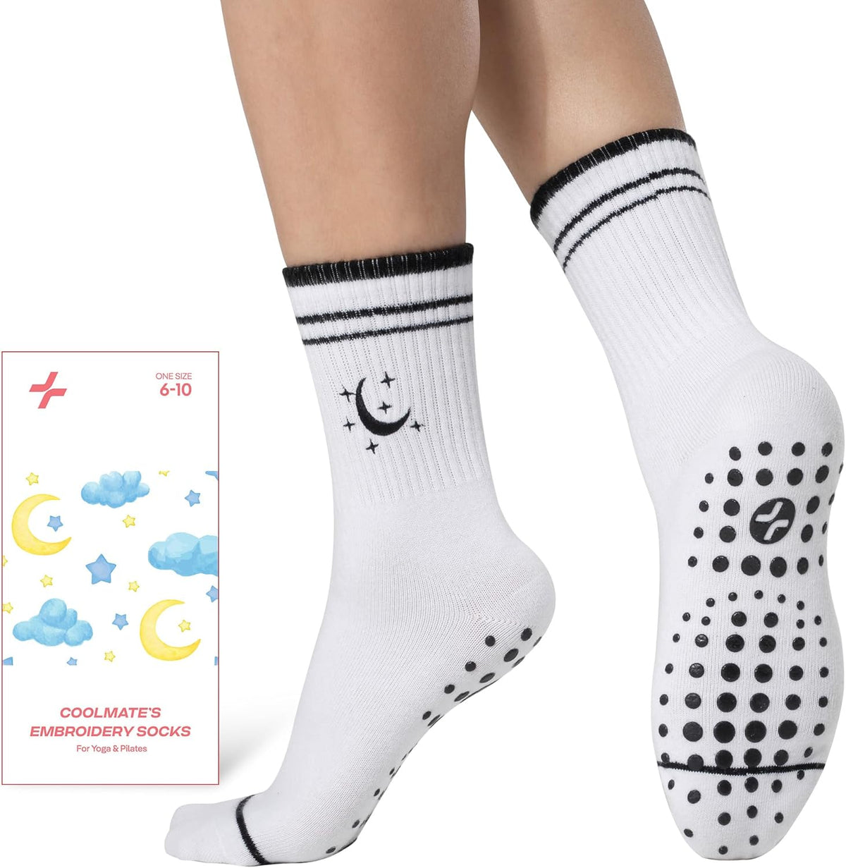 CoolMate Pilates Socks with Grips for Women, Non Slip Yoga Socks - Colors B