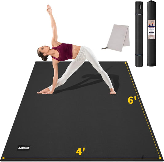 Extra Long Wide Yoga Mat, Thick PVC Workout Mat | For tall and plus-size, cushioned PVC with non-slip bottom, for home gym pilates barefoot and bodyweight training