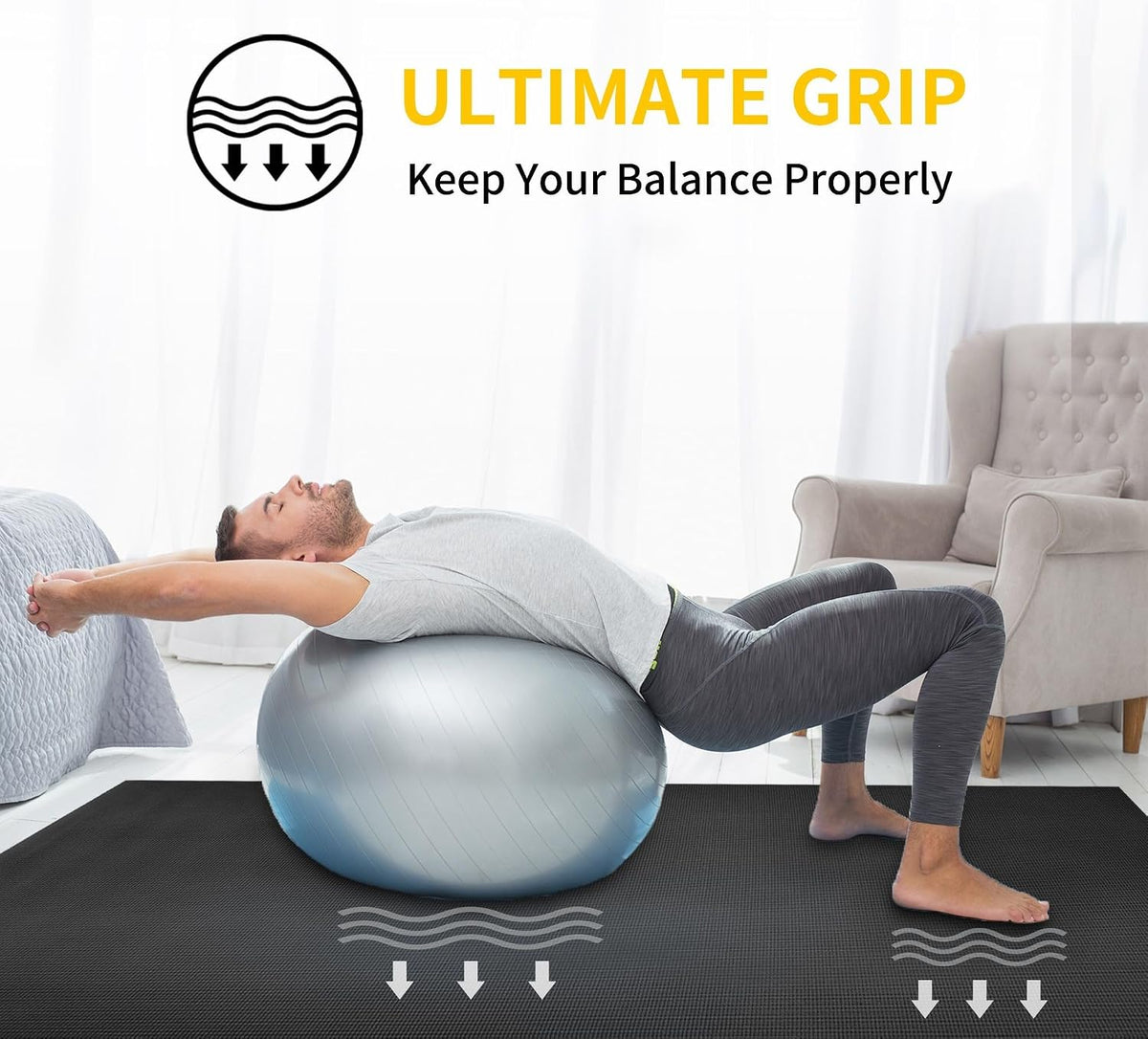 Extra Long Wide Yoga Mat, Thick PVC Workout Mat | For tall and plus-size, cushioned PVC with non-slip bottom, for home gym pilates barefoot and bodyweight training