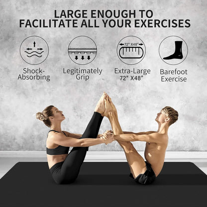 Extra Long Wide Yoga Mat, Thick PVC Workout Mat | For tall and plus-size, cushioned PVC with non-slip bottom, for home gym pilates barefoot and bodyweight training