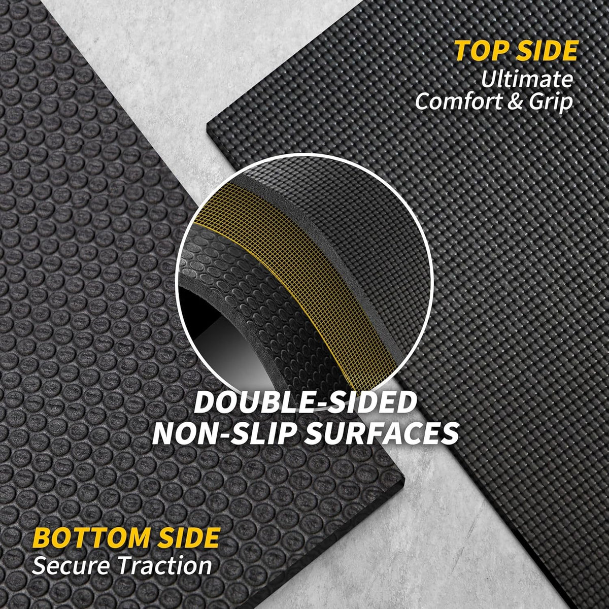 Extra Long Wide Yoga Mat, Thick PVC Workout Mat | For tall and plus-size, cushioned PVC with non-slip bottom, for home gym pilates barefoot and bodyweight training