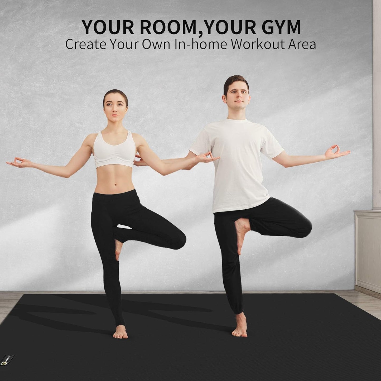 Extra Long Wide Yoga Mat, Thick PVC Workout Mat | For tall and plus-size, cushioned PVC with non-slip bottom, for home gym pilates barefoot and bodyweight training