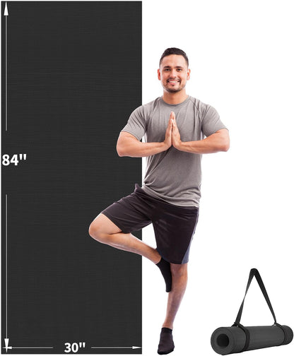 Extra Long Wide Yoga Mat, Thick PVC Workout Mat | For tall and plus-size, cushioned PVC with non-slip bottom, for home gym pilates barefoot and bodyweight training