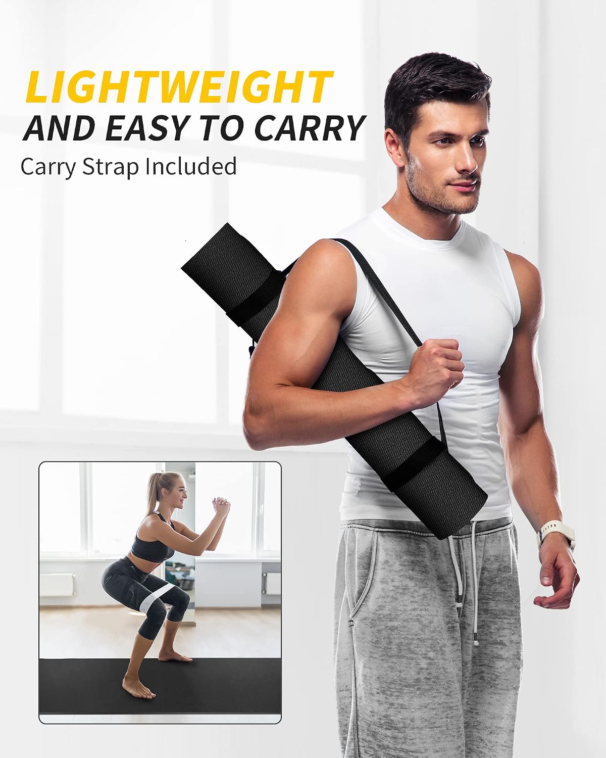 Extra Long Wide Yoga Mat, Thick PVC Workout Mat | For tall and plus-size, cushioned PVC with non-slip bottom, for home gym pilates barefoot and bodyweight training