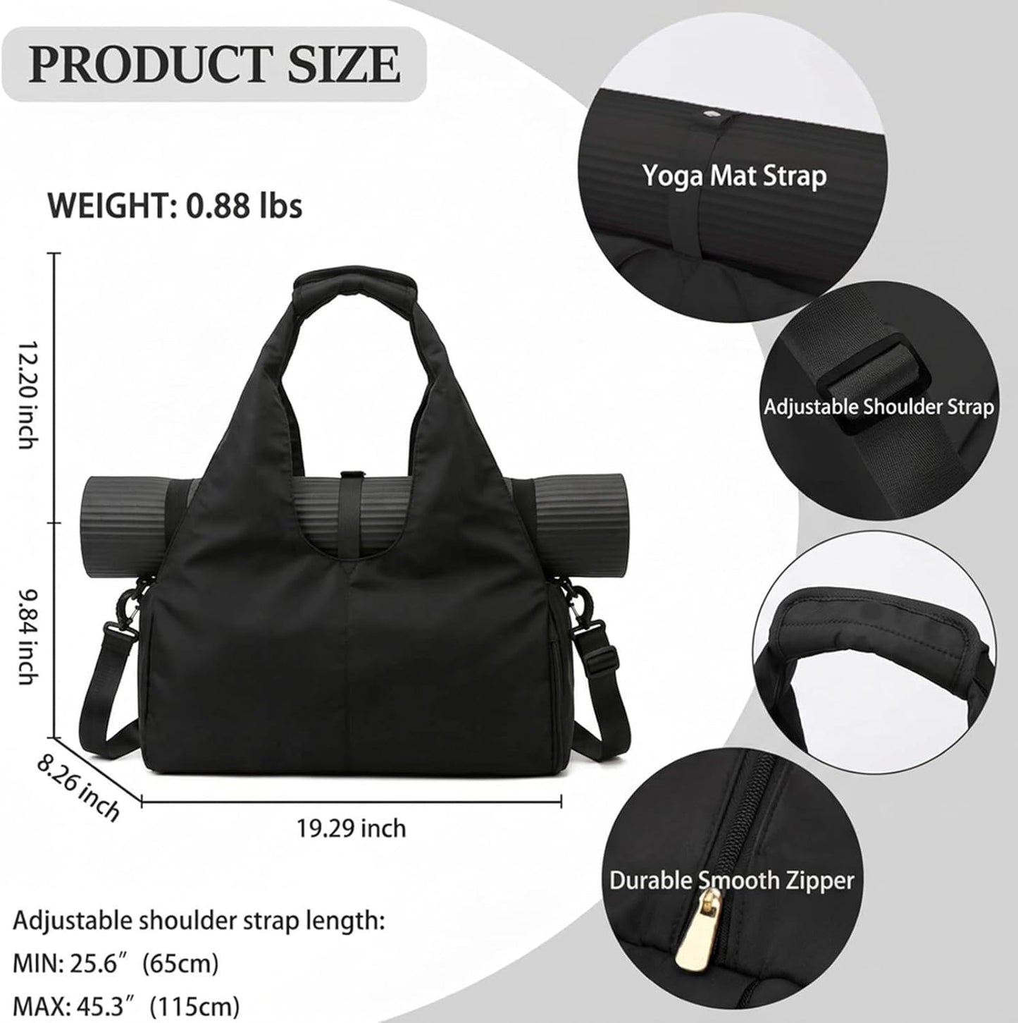 Yoga Mat Bag, Sport yoga Gym Bag for women, Lightweight yoga mat bag carrier with Yoga Strap, Carryall Yoga Tote Bag
