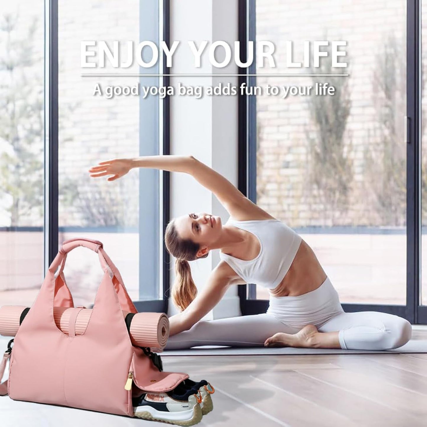 Yoga Mat Bag, Sport yoga Gym Bag for women, Lightweight yoga mat bag carrier with Yoga Strap, Carryall Yoga Tote Bag